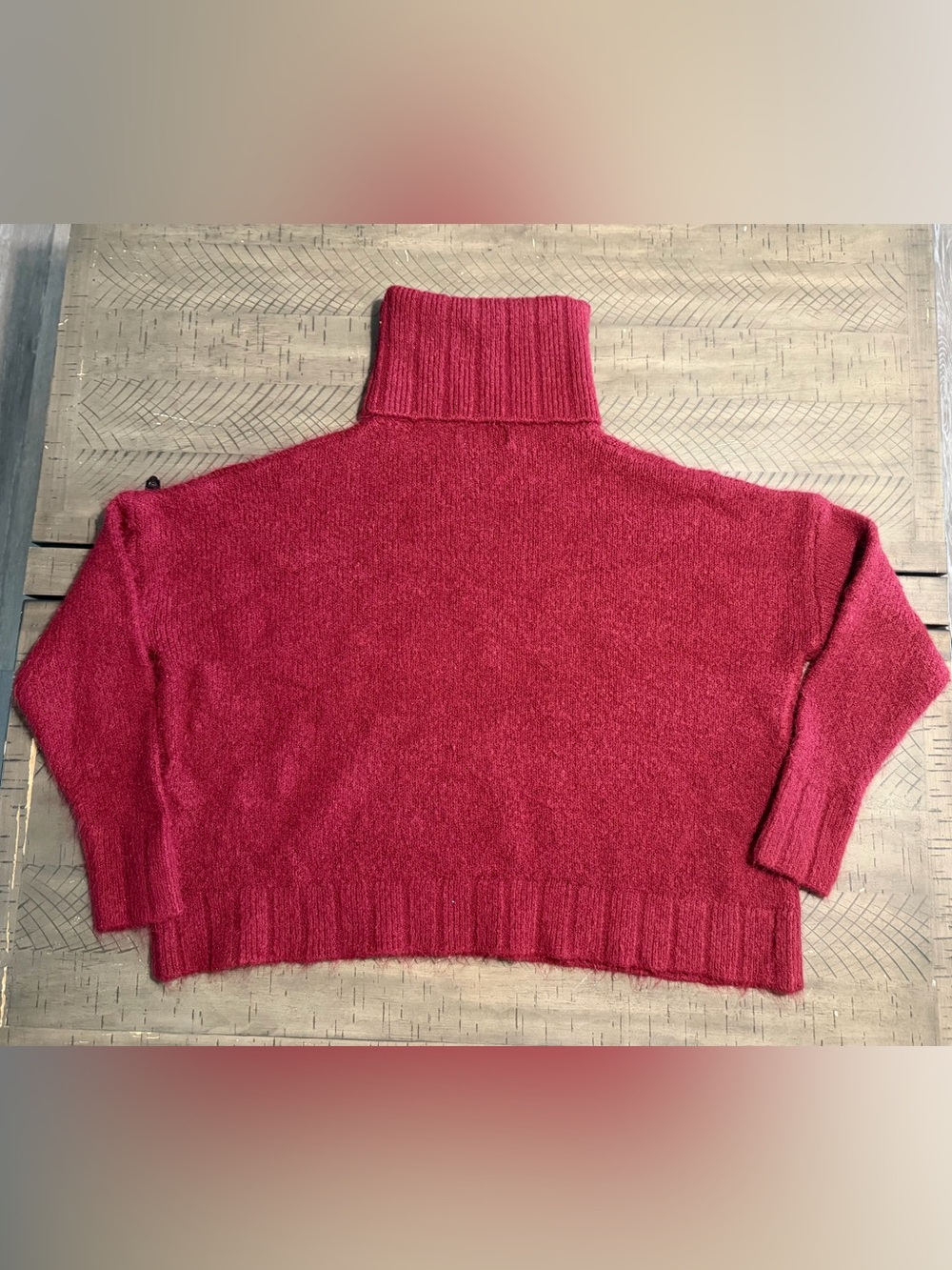Able Oversized Ribbed Turtleneck Sweater in Cranberry Red